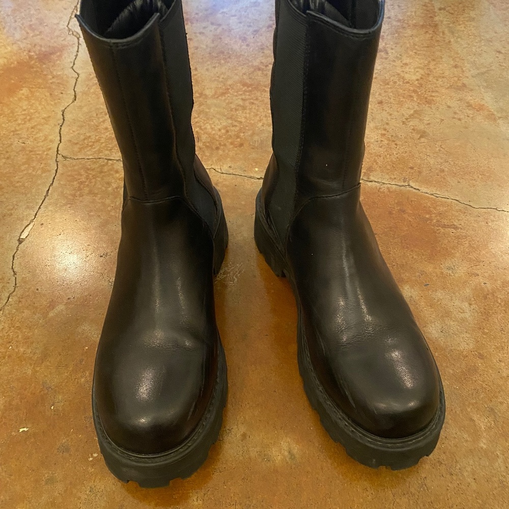 Black leather boots
